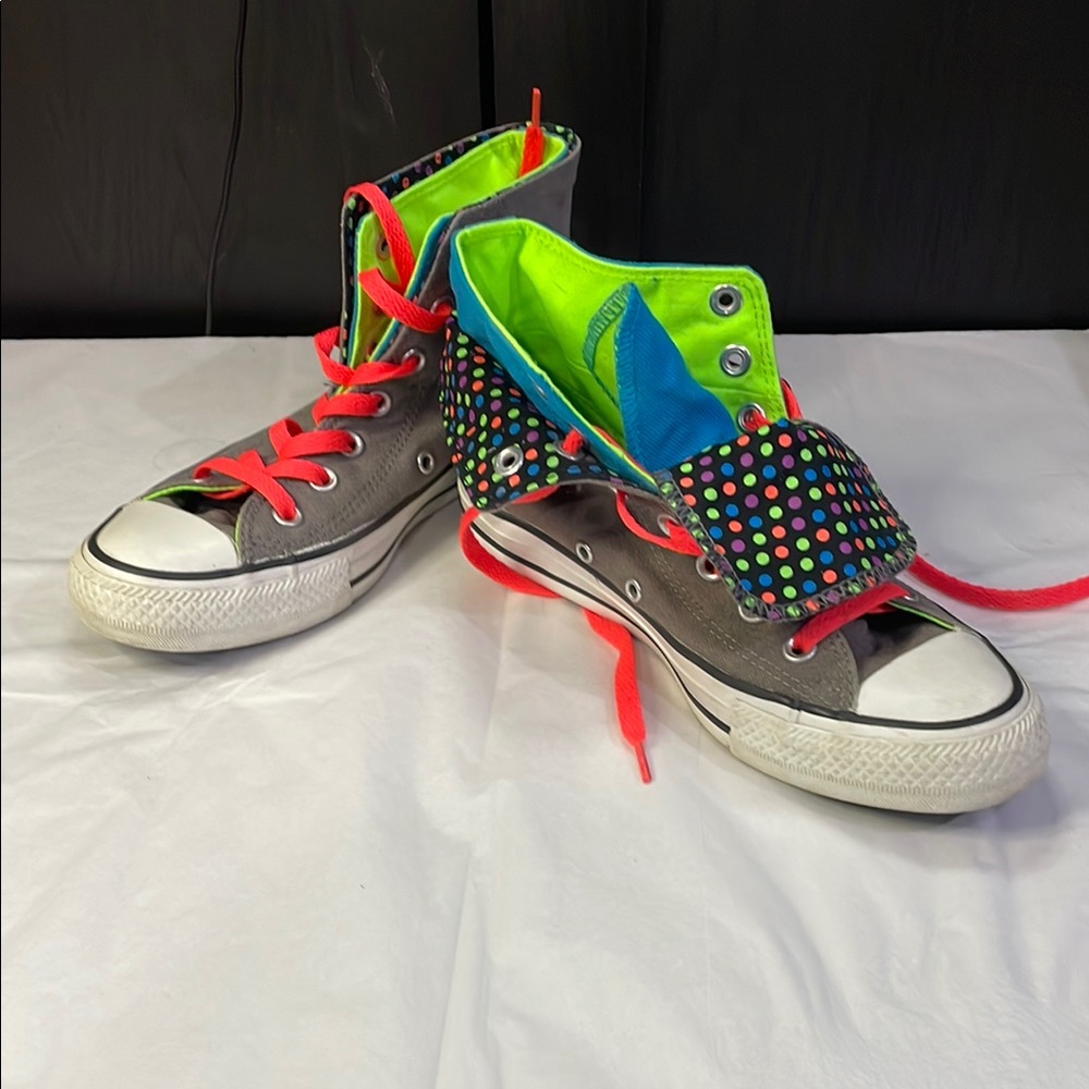 Converse Double Fold All-Star Colorful Polka Dot High-Top Sneakers
